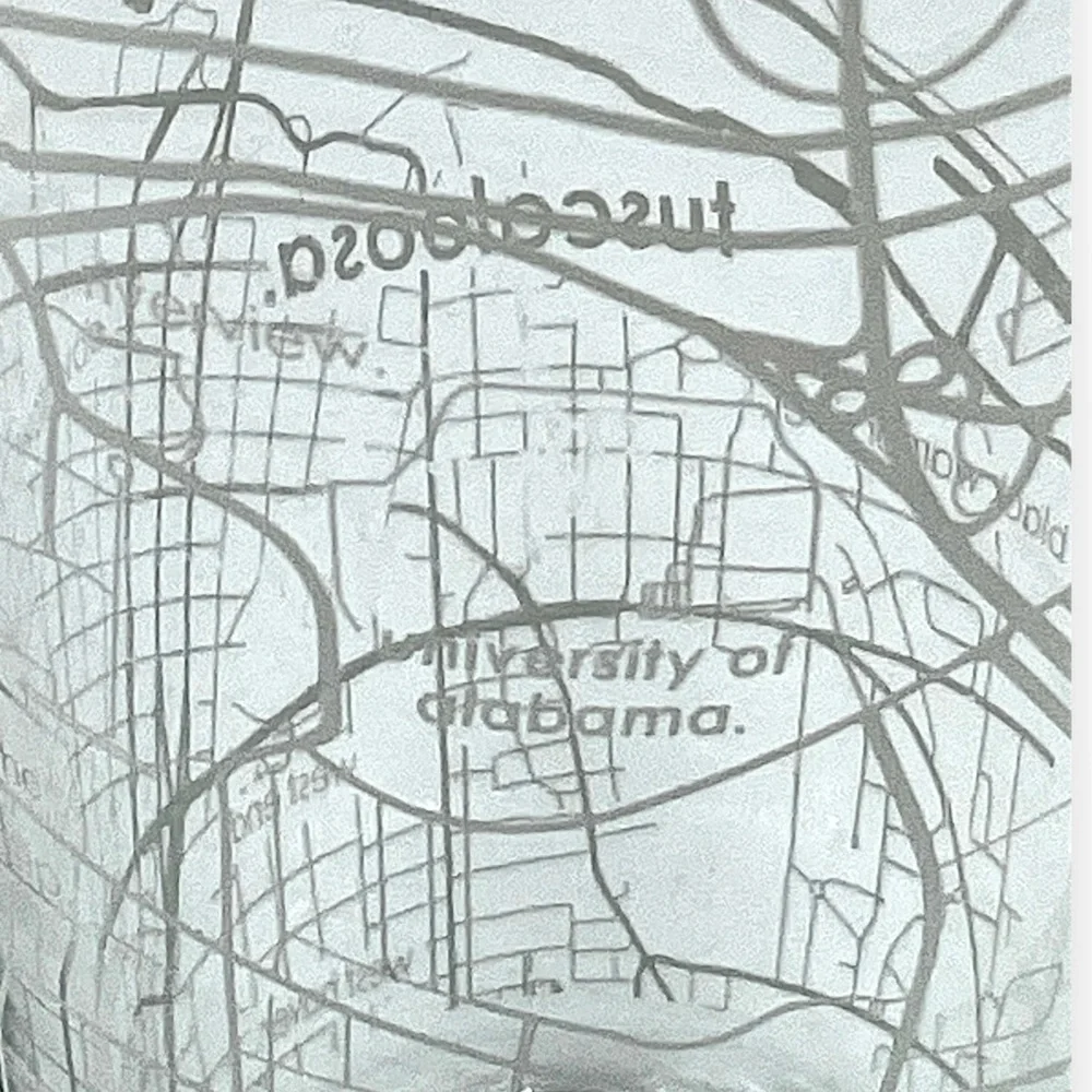 Tuscaloosa University of Alabama City Street Map Pint Drinking Glass White Print